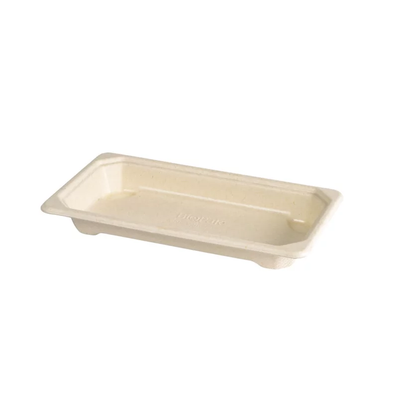 Tray sushi bagasse brown slim short 400p
