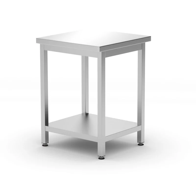 Table de travail centrale avec étagère – vissée, profondeur 600 mm