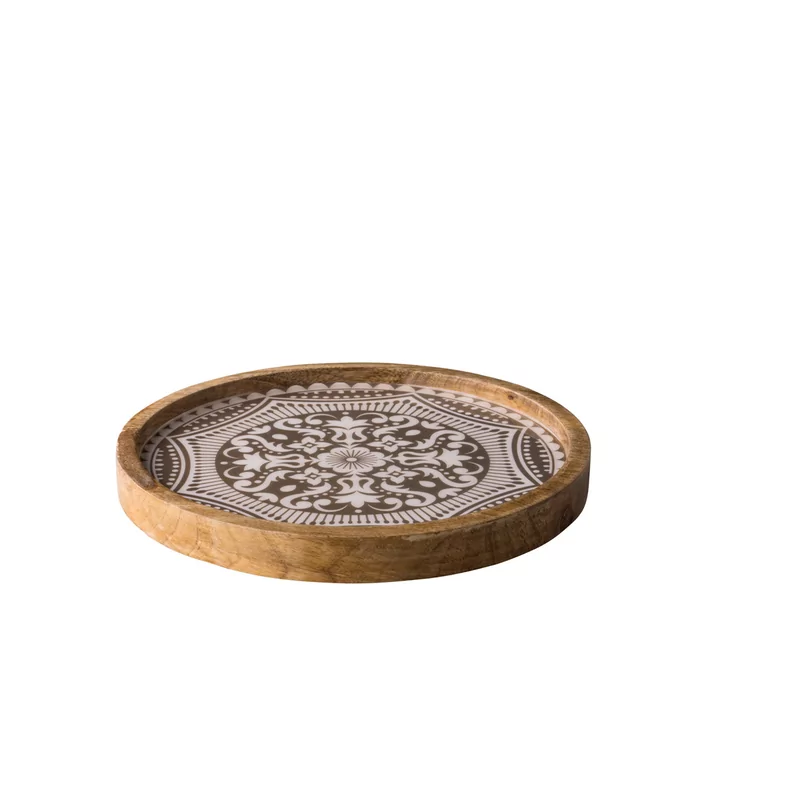 Plate Marrakech mangowood grey 25 cm