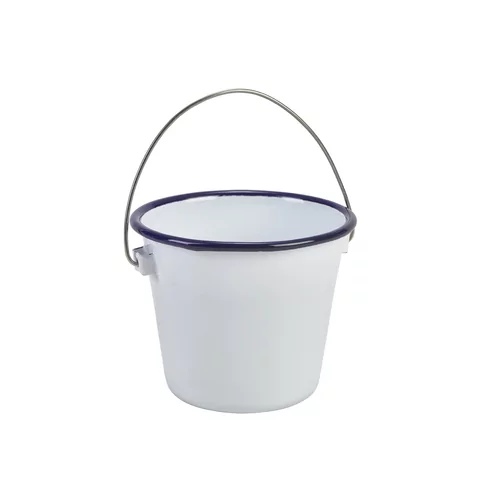 UITLOPEND: Emaille buffetemmer m/blauwe rand 10 cm 500ml