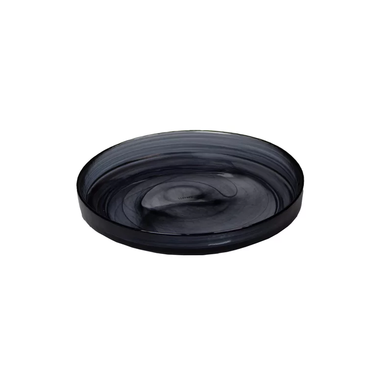 Plate raised edge stackable black swirl 16,2 cm