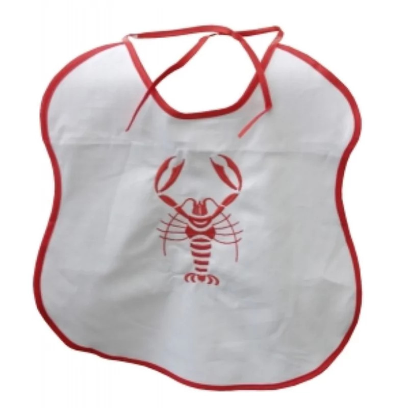 Bavette homard brodés rouge hauteur 40xlargeur45cm