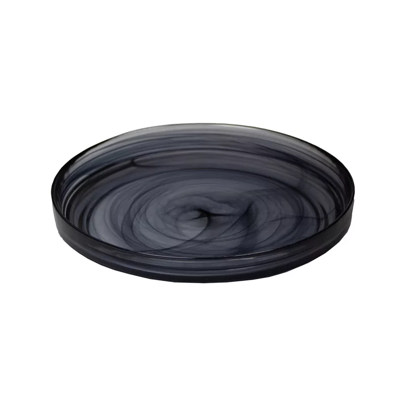 Bord opst. rand stapelbaar black swirl 25,4 cm