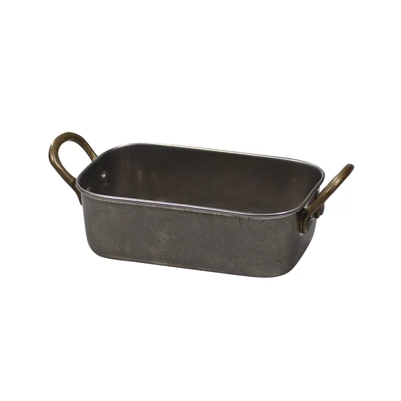 RVS vintage schaal rechthoekig 14,5 x 9,5 x 4,5 cm