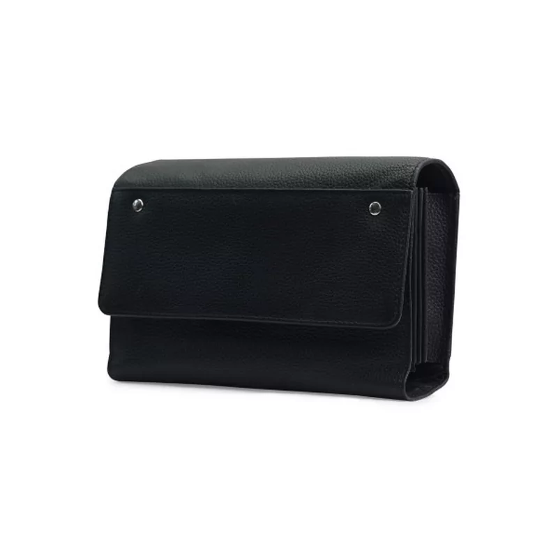 Portefeuille cuir noir 5 compartiments + ceinture velcr