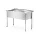 Table with single wash trough – welded, depth 700 mm, chamber height 300 mm