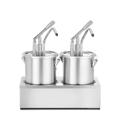 Set: 2 x Stainless steel sauce container with dispenser