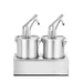 Set: 2 x Stainless steel sauce container with dispenser