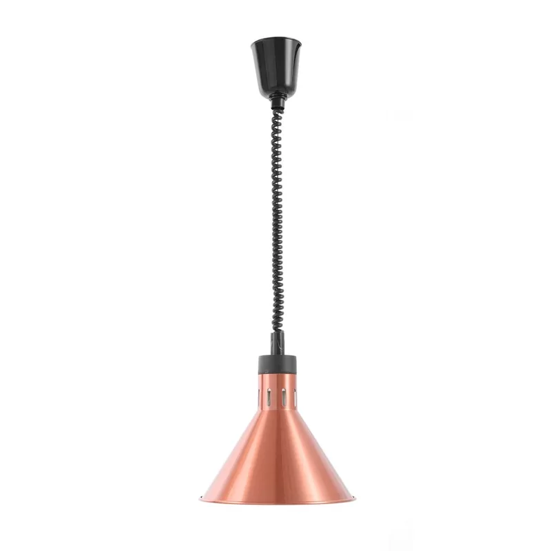 Rise and fall heat lamp, conical
