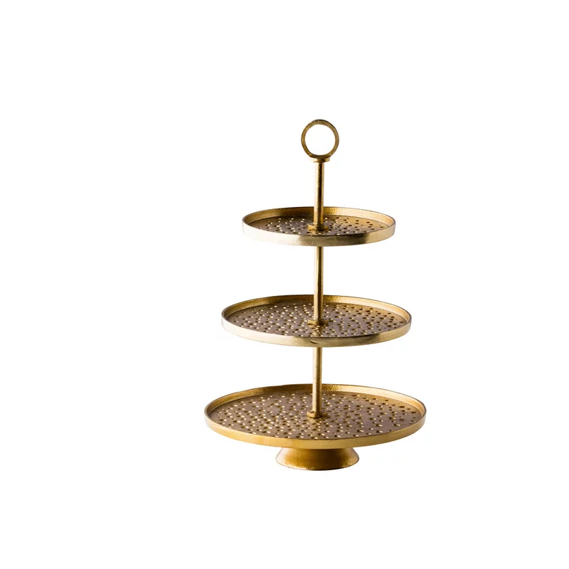 Golden etagère 3-layers Ø30/25/20cm x47 cm